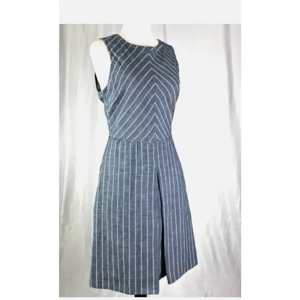 J.CREW J Crew ~ Size 4 CHAMBRAY STRIPE Sleeveless CROSS BACK Dress